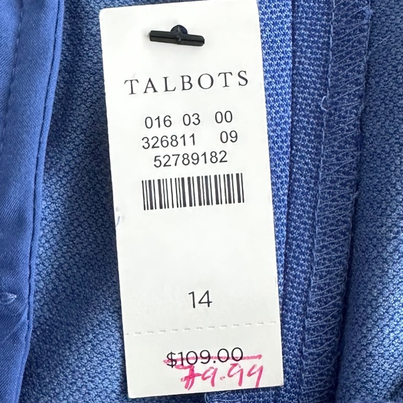 Talbots Hampshire Straight Leg Ankle Pants Blue Classic Office Size 14 NWT - Picture 9 of 16